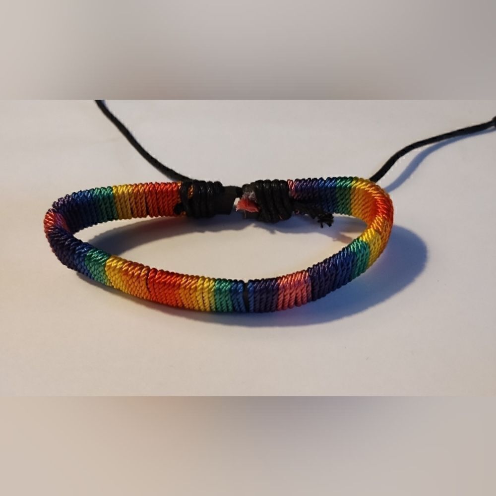 ‎Men's bracelet stripped rainbow new d14